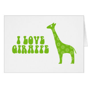 Cartão I Love Giraffe (Verde)