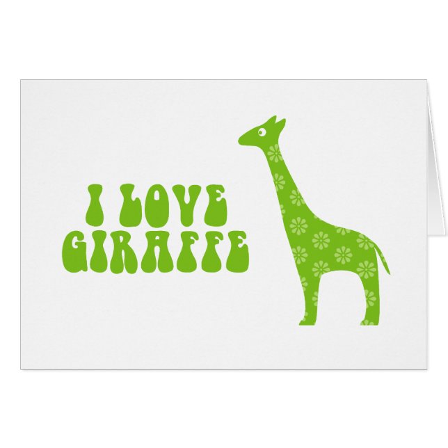 Cartão I Love Giraffe (Verde) (Frente Horizontal)