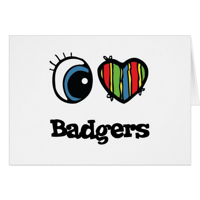 Cartão I Love (Heart) Badgers (Frente Horizontal)