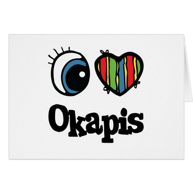 Cartão I Love (Heart) Okapis (Frente Horizontal)