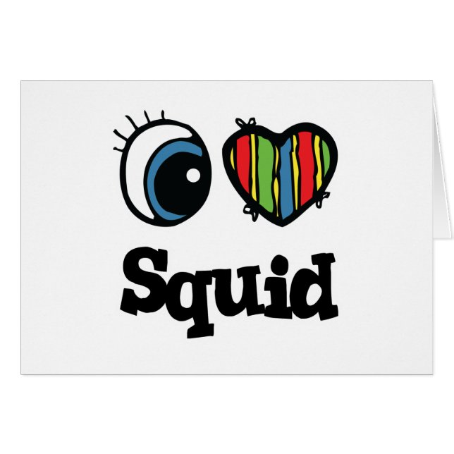 Cartão I Love (Heart) Squid (Frente Horizontal)