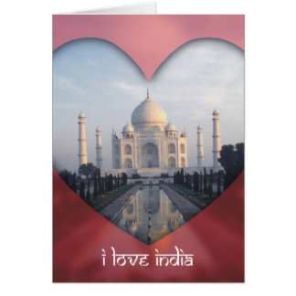 Cartão "I Love India" Taj Mahal Heart