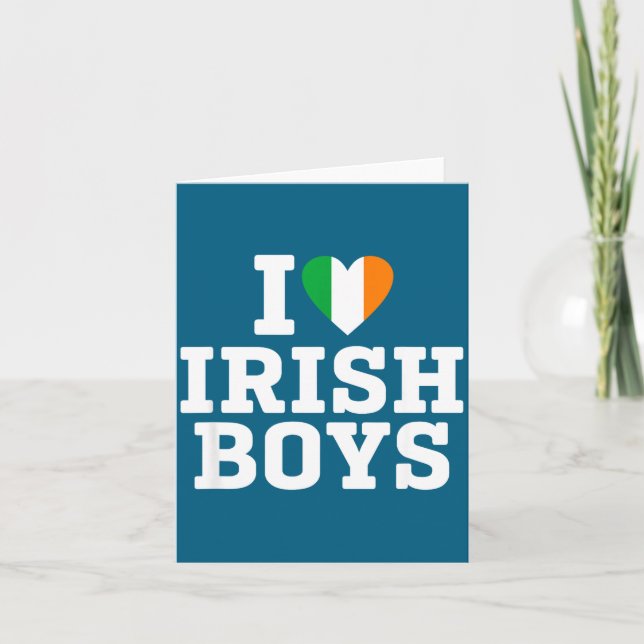 Cartão I Love Irish Boys Ireland Flag Heart St Patricks D (Frente)