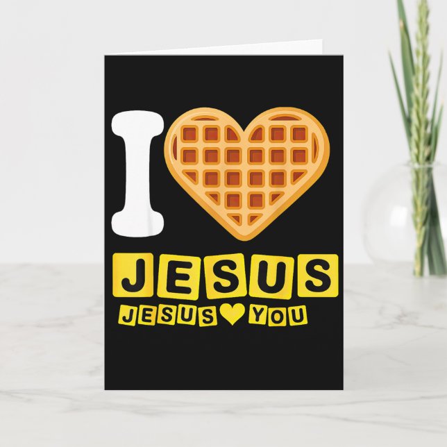 Cartão I Love Jesus Waffle Heart  (Frente)
