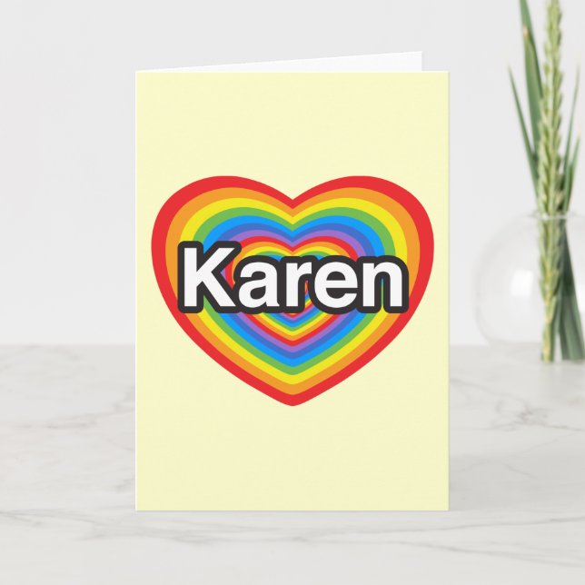 Cartão I love Karen. I love you Karen. Heart (Frente)