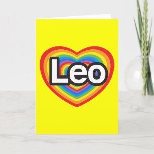 Cartão I love Leo. I love you Leo. Heart
