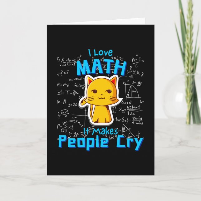 Cartão I Love Math Funny Mathematician Cat Formulas Geek (Frente)
