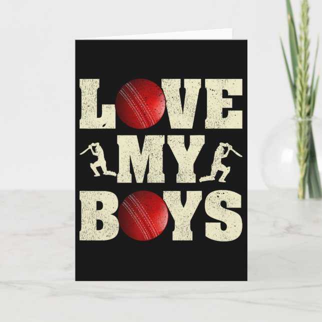 Cartão I Love My Boys Cricket Funny Father's Day Cricket  (Frente)
