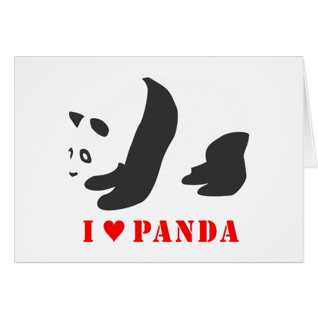 Cartão I Love Panda (Preto) (Frente Horizontal)
