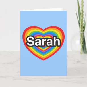 Cartão I love Sarah. I love you Sarah. Heart