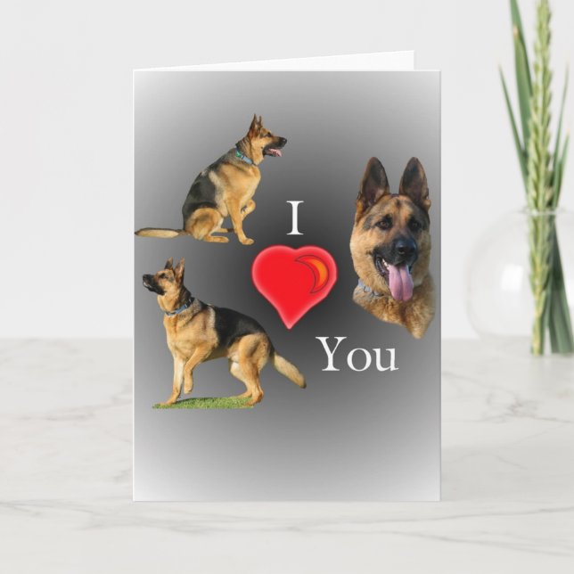 Cartão I Love You German Shepherd (Frente)