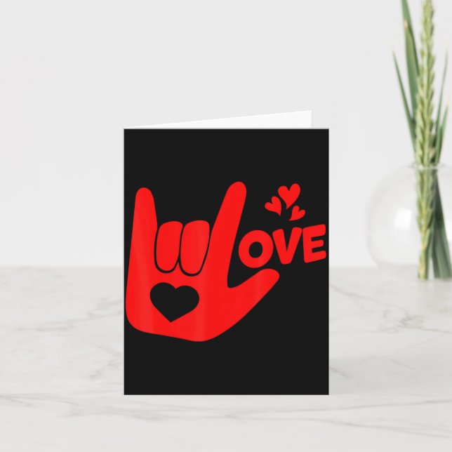 Cartão I Love You Hand Sign Asl Valentine Day Funny Wome  (Frente)
