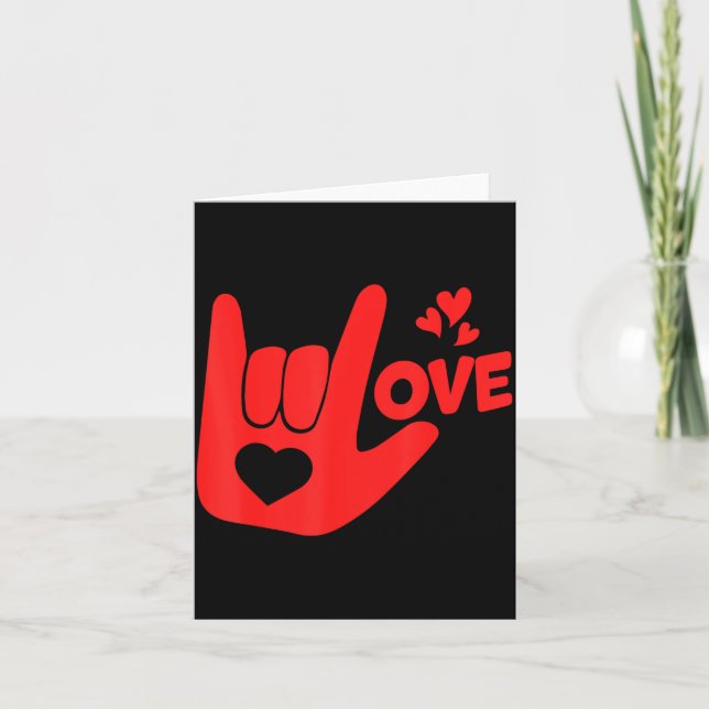 Cartão I Love You Hand Sign Asl Valentine' Day Funny Wome (Frente)