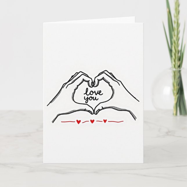 Cartão I Love You Heart Hands Card (Frente)