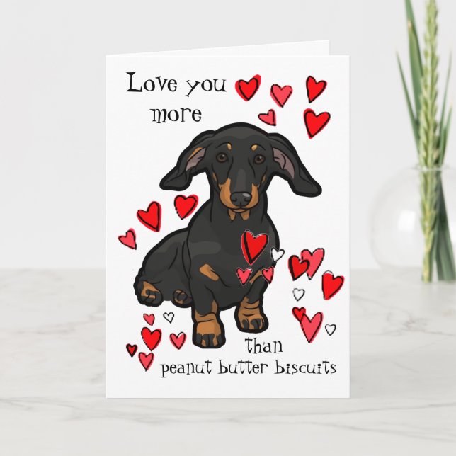 Cartão I Love You more than Peanut Butter Dachshund (Frente)