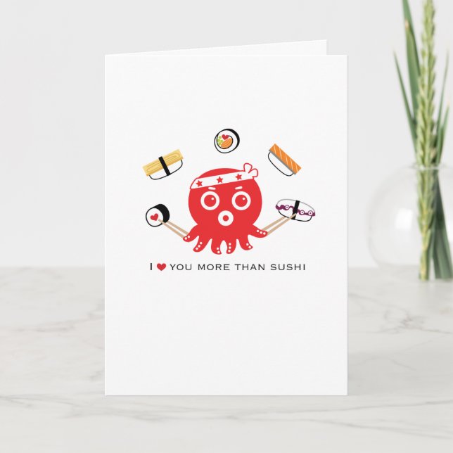Cartão I love you more than sushi- 5x7" love card (Frente)