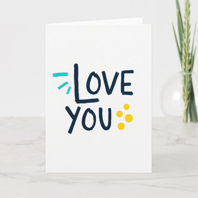 Cartão I Love You Navy Teal Art Card (Frente)