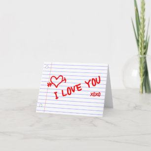 Cartão i love you : notebook paper