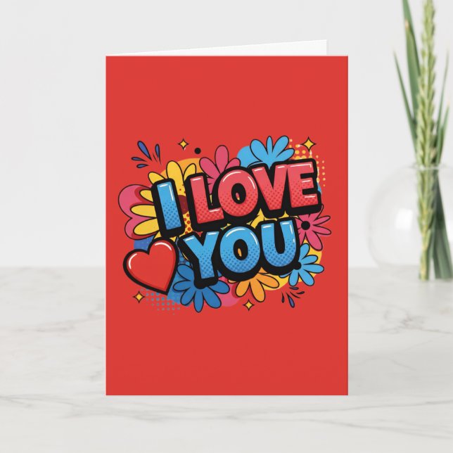 Cartão I Love You Pop Art Design Card  (Frente)