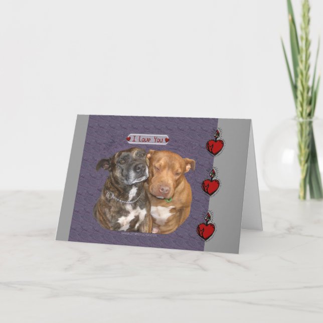 Cartão I Love You Snuggling Staffys (Frente)