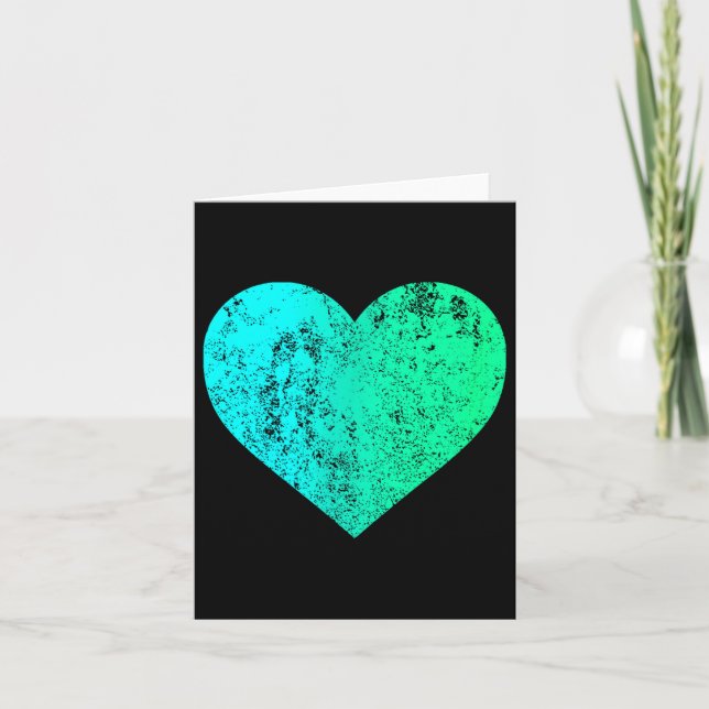 Cartão I Love You Teal Heart Distressed Valentine's Day  (Frente)