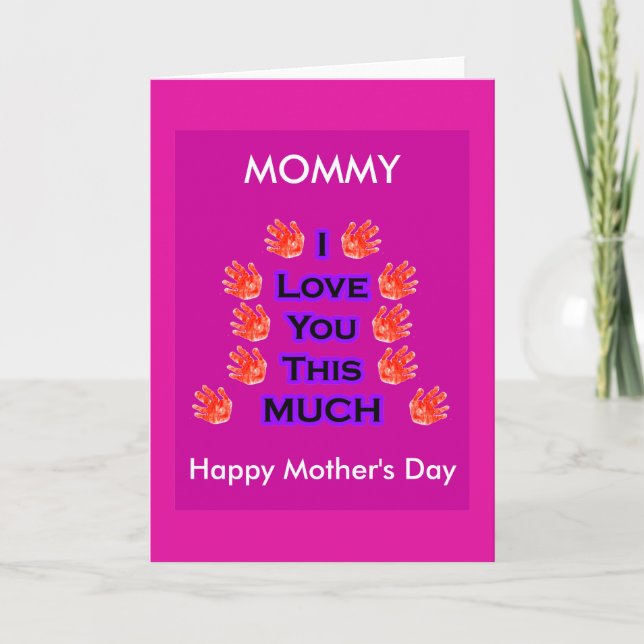 Cartão I Love You This MUCH Mother's Day Gift PurpleBk2 (Frente)