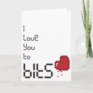 Cartão I Love You to Bits Nerdy Pixellated Heart Card