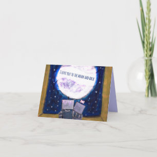 Cartão I Love You to the Moon and Back Robots Notecards
