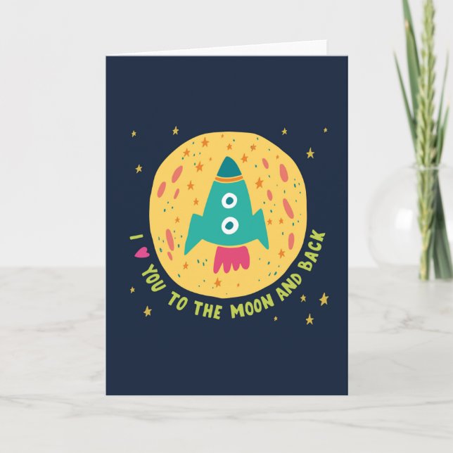 Cartão I Love You To The Moon And Back Rocketship (Frente)