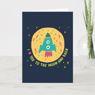 Cartão I Love You To The Moon And Back Rocketship
