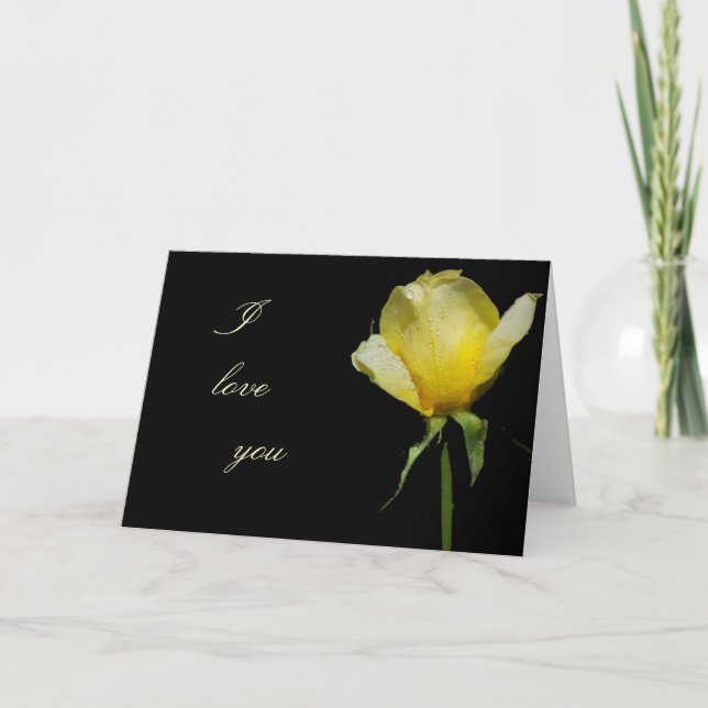 Cartão I love you yellow rose greeting card (Frente)