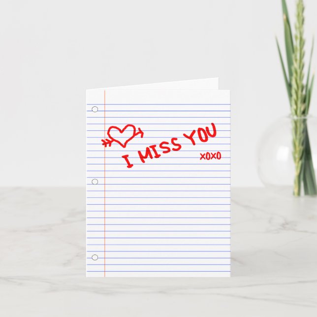 Cartão i miss you : notebook paper (Frente)