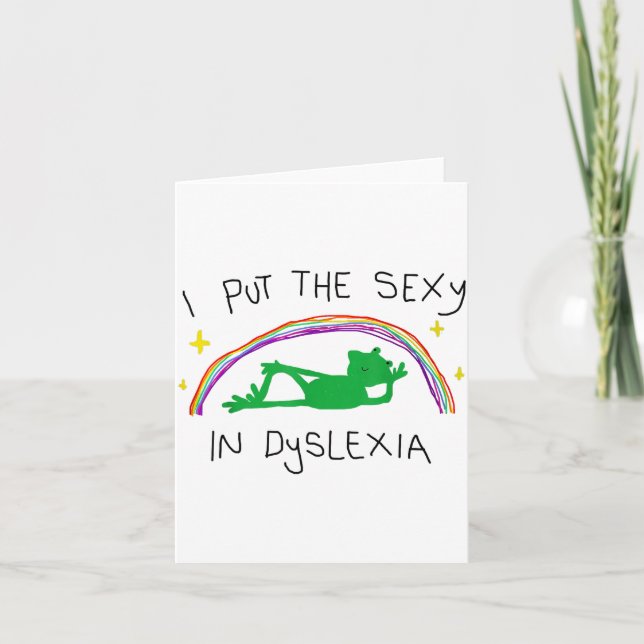 Cartão I Put The Y In Dyslexia Funny Cute Frog Saying Quo (Frente)