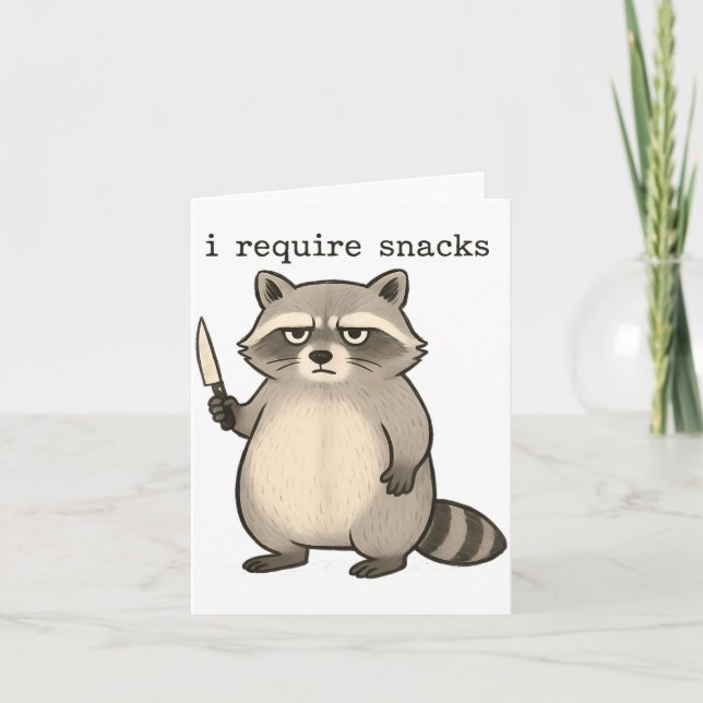 Cartão I Require Snacks Funny Mpy Raccoon Trash Meme Snac (Frente)