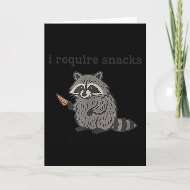 Cartão I Require Snacks Raccoon Shirt Men Women Funny Rac (Frente)