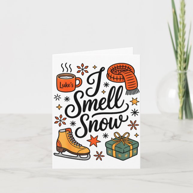Cartão I Smell Snow Cute Christmas &amp; Winter Vibes Lov (Frente)