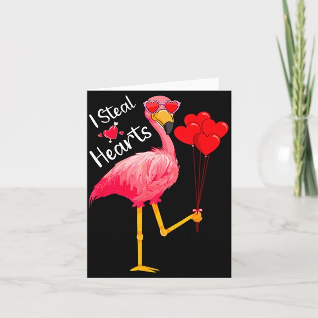 Cartão I Steal Hearts Funny Flamingo Lover Valentine's Da (Frente)