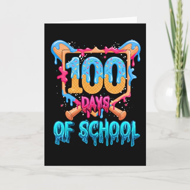 Cartão I Survived 100 Days of School Baseball Theme (Frente)