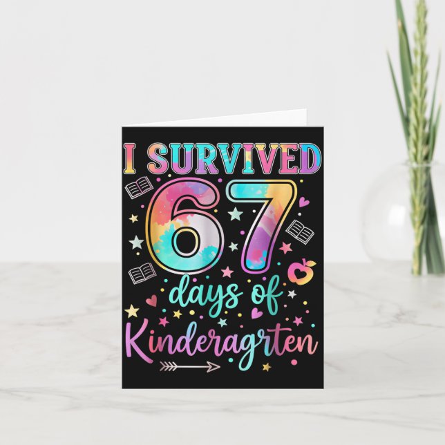 Cartão I Survived 67 Days Of Kindergarten Funny Six Seven (Frente)