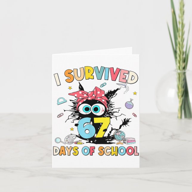 Cartão I Survived 67 Days Of School Funny 67 Meme Teacher (Frente)