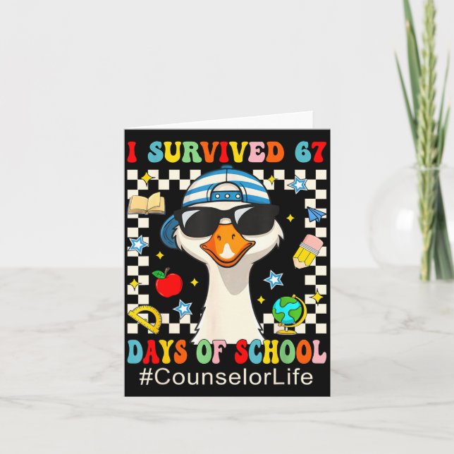 Cartão I Survived 67 Days Of School Funny Goose Boys Coun (Frente)