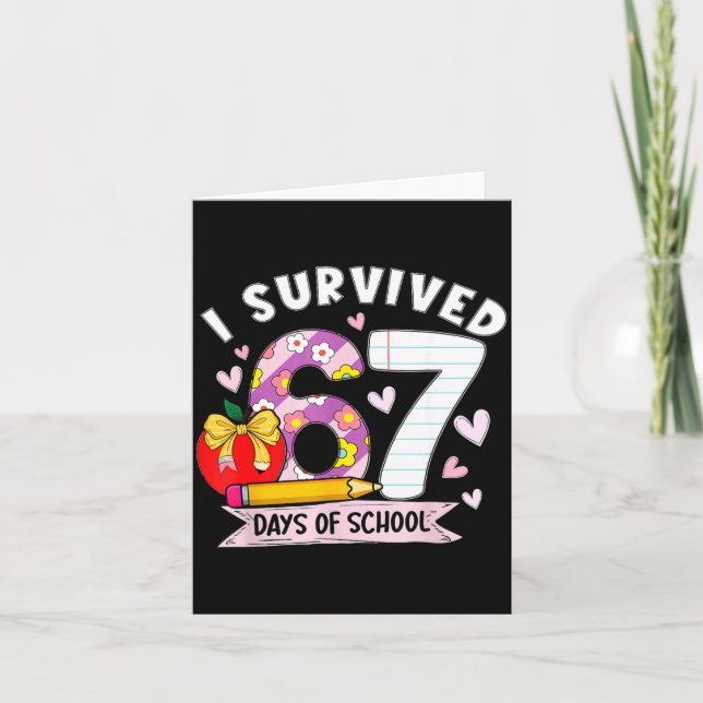 Cartão I Survived 67 Days Of School Funny Leopard Student (Frente)