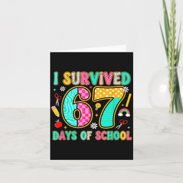 Cartão I Survived 67 Days Of School Funny Meme Teacher St (Frente)