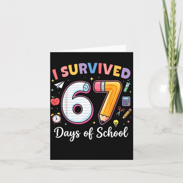 Cartão I Survived 67 Days Of School Funny Meme Teacher St (Frente)