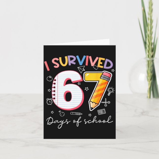 Cartão I Survived 67 Days Of School Funny Meme Teacher St (Frente)
