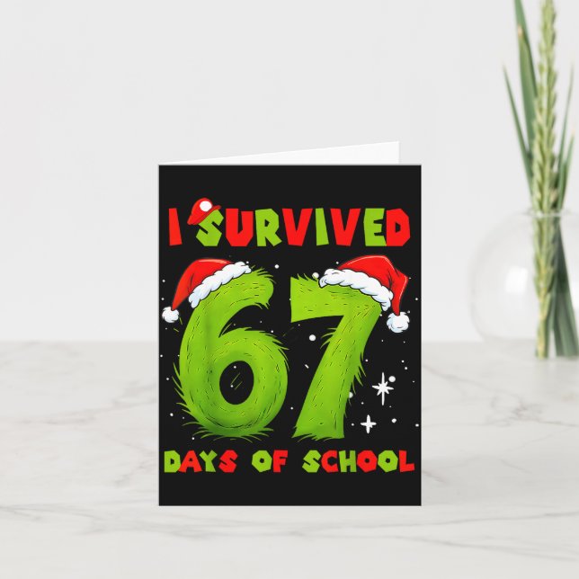Cartão I Survived 67 Days Of School Funny Meme Teacher St (Frente)