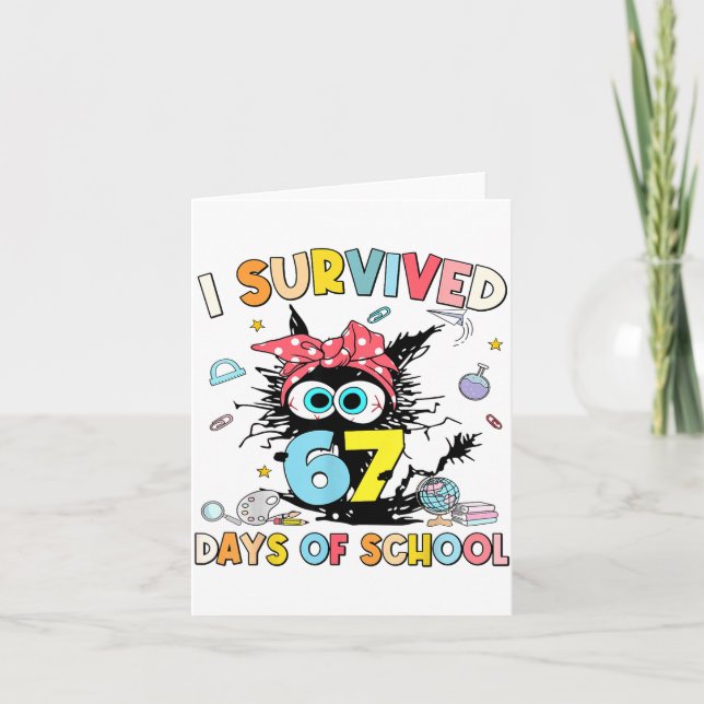 Cartão I Survived 67 Days Of School Funny Meme Teacher St (Frente)