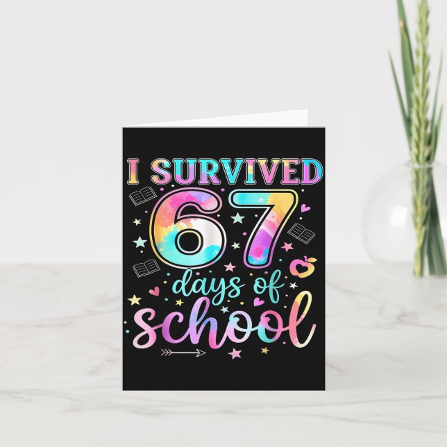 Cartão I Survived 67 Days Of School Funny Meme Teacher St (Frente)
