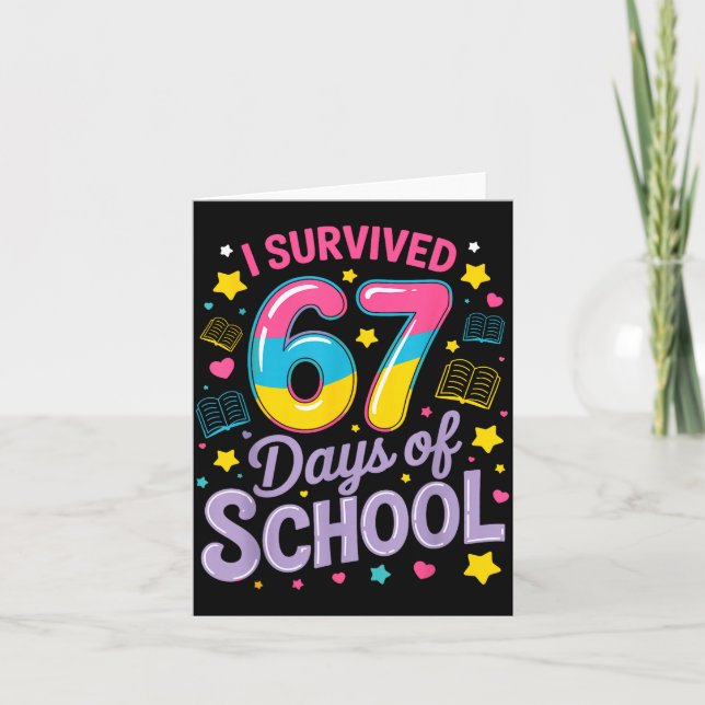 Cartão I Survived 67 Days Of School Funny Meme Teacher St (Frente)