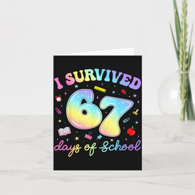 Cartão I Survived 67 Days Of School Funny Meme Teacher St (Frente)